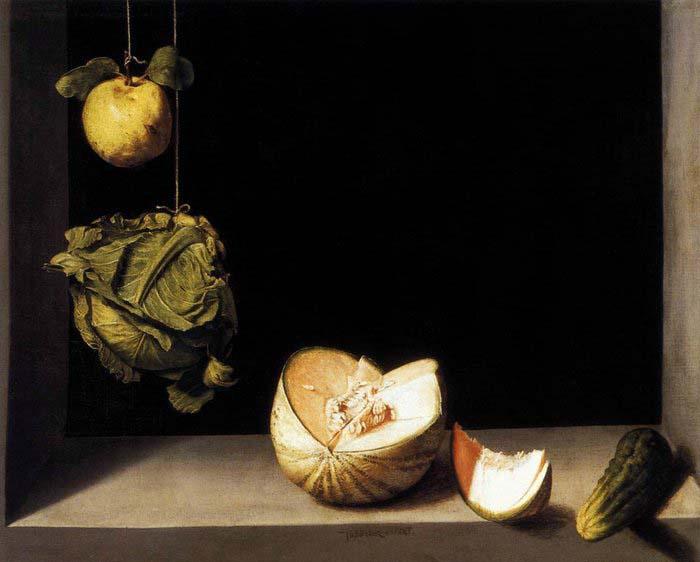 SANCHEZ COELLO, Alonso Still-life with Quince, Cabbage, Melon and Cucumber France oil painting art
